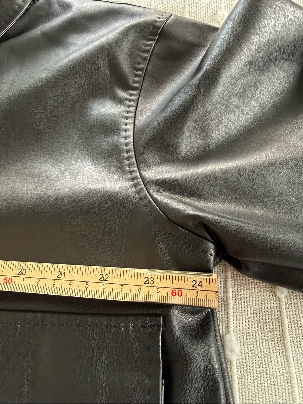Max Studio Black Faux Leather Button-Front Jacket Oversized - Picture 7 of 16